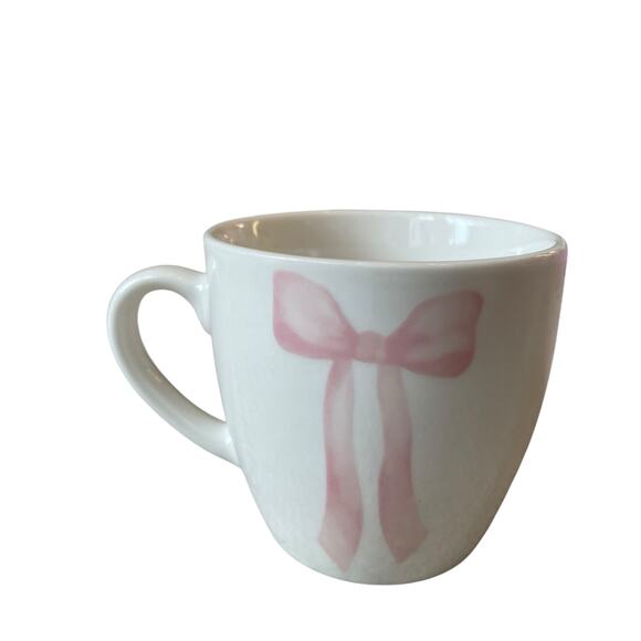 Godinger Pink Bow Ceramic Espresso Mug Set of 4 White New - Picture 12 of 16